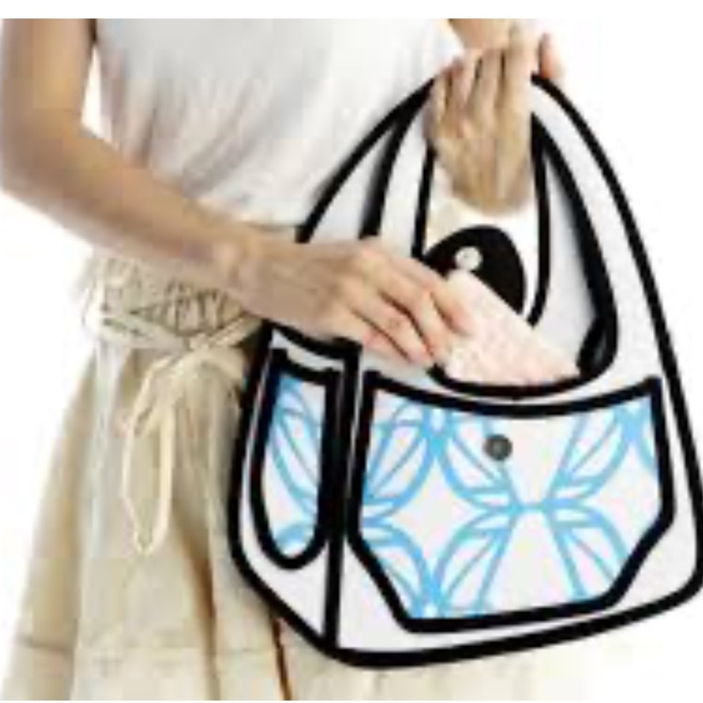 JUMP FROM PAPER Trendy White and Blue Women's Shoulder Bag
